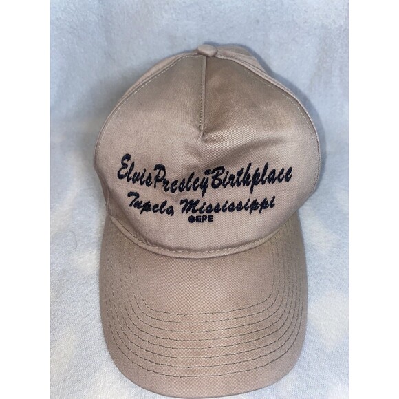 BIG Elvis Presley Birthplace Vintage cap Brown Lettering Words RN 91309 - Picture 2 of 6